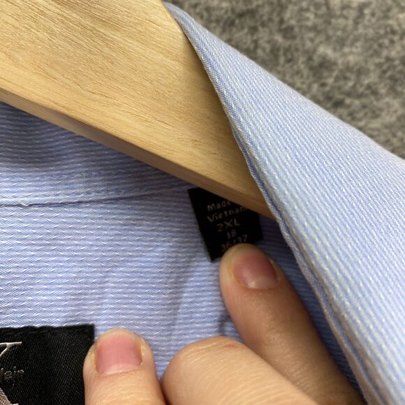 Calvin Klein Shirt Men 2XL Blue Button Up Collared Long Sleeve Regular Fit - Picture 4 of 9